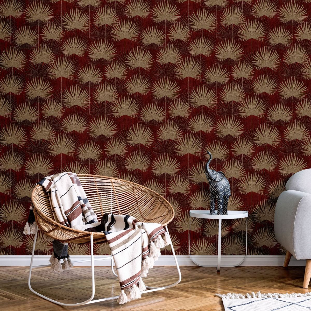Odyssee Calypso Wallpaper Muriva Gold / Red L93310