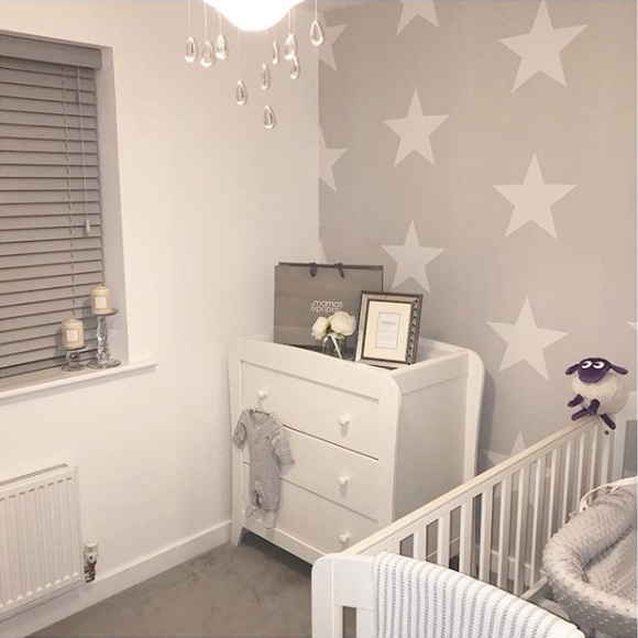 Baby Nursery Grey and White Star Wallpaper Instagram @shrewsburyhome